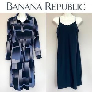 Banana Republic Vintage Style Long/ Three Quarter Sleeve Blue Maxi Dress & Liner